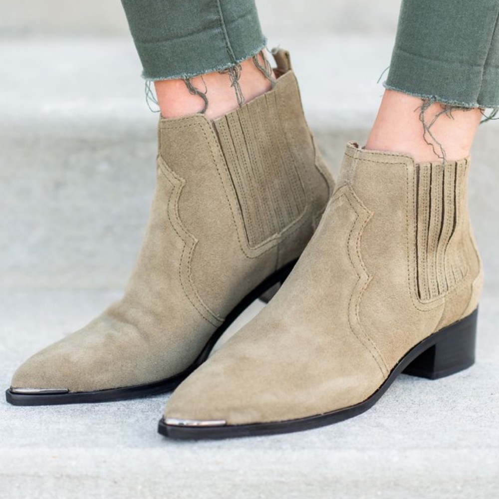 Marc Fisher Yohani Olive Suede Chelsea Booties